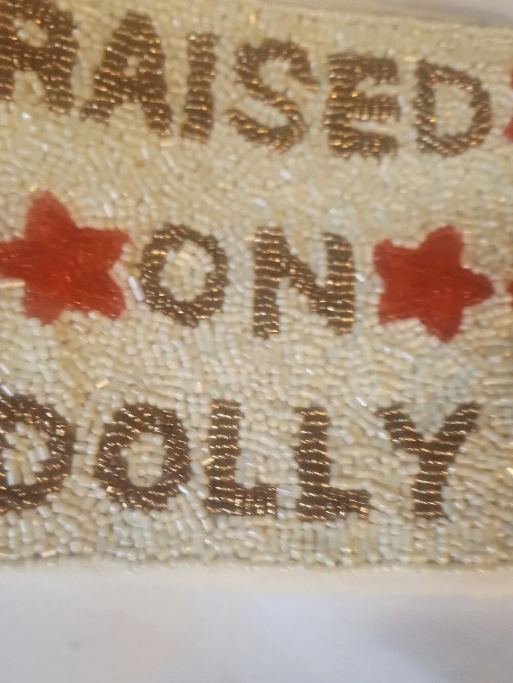 Raised on Dolly Beaded Pouch - White & Red